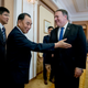 U.S. Secretary of State Mike Pompeo, second from right, greets Kim Yong Chol, second from left, North Korean senior ruling party official and former intelligence chief, as they arrive for a meeting at the Park Hwa Guest House in Pyongyang, North Korea, Friday, July 6, 2018. Pompeo is on a trip traveling to North Korea, Japan, Vietnam, Abu Dhabi, and Brussels. Also pictured is Andrew Kim, the head of the CIA’s Korea Mission Center, right.